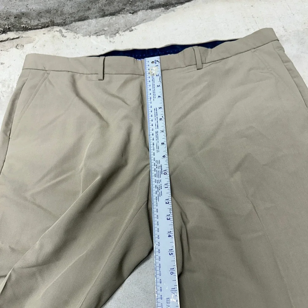 Nautica Men's Tan Chinos Flat Front Dress Pants Size 42W‎ x 32L Polyester Blend